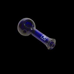 Blue glass smoking pipe isolated on a black background.