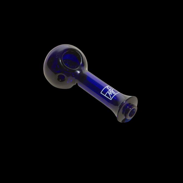 Blue glass smoking pipe isolated on a black background.