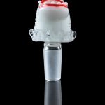 A detailed studio shot of the Empire Glassworks "Jawsome" Bowl Piece, showing a shark-shaped glass piece with an open mouth.