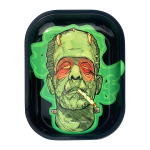A close-up of the "Kill Your Culture "Frankenstoned" Rolling Tray" featuring a green-toned Frankenstein-inspired design.