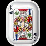 A top-down view of the “Kill Your Culture King of Concentrates” rolling tray, showcasing a colorful king illustration on a metallic surface.
