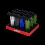 A red box containing a variety of colorful, pen-shaped cannabis vaporizers with the "Newport" logo.