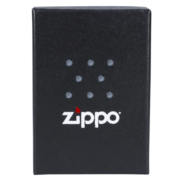 Black Zippo lighter with cannabis leaf design.