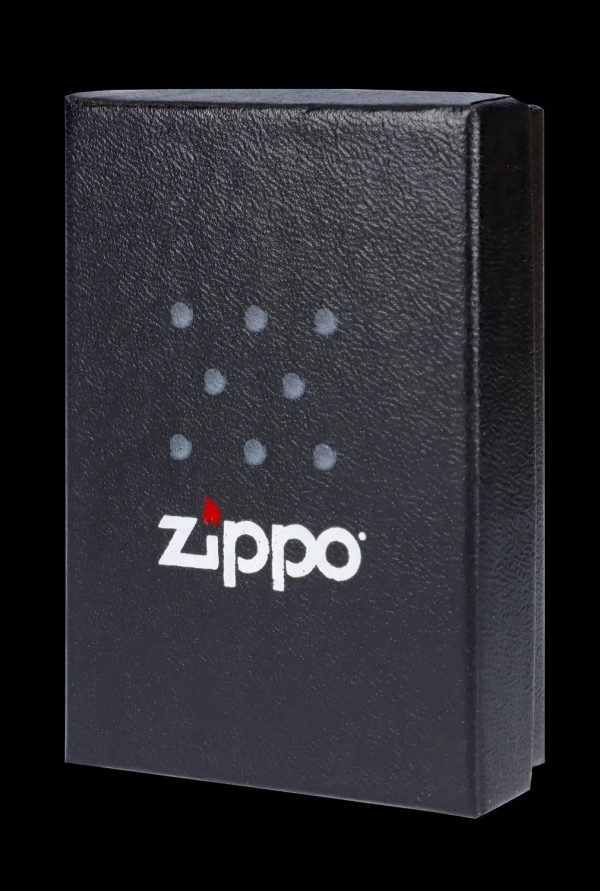 Black Zippo lighter with cannabis leaf pattern.