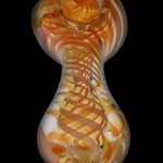 Front view of the 5-inch Gold Fume Twisty Spoon Pipe, showcasing its swirling fume pattern and curved design.