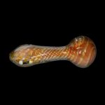 Front view of the 5-inch Gold Fume Twisty Spoon Pipe, showcasing its swirling, fume-colored glass design.