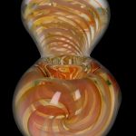 Front view of the 5-inch Gold Fume Twisty Spoon Pipe, featuring swirls of fume and a colorful, twisting glass design.