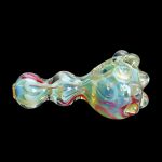 Iridescent glass pipe for smoking cannabis, isolated on black.