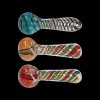 Three colorful glass smoking pipes displayed against a black background.