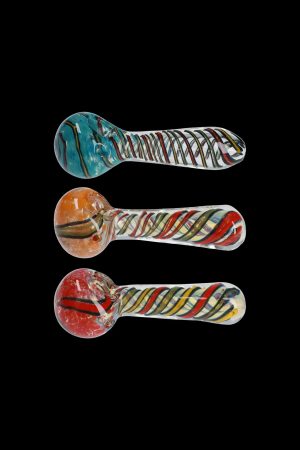 Three colorful glass smoking pipes displayed against a black background.