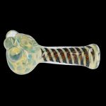 Front view of the 4.5-inch Dicro Spoon Pipe, showing a sleek, curved glass design with dichroic patterns.