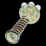 Front view of the Dicro Spoon Pipe - 4.5 in., showing its colorful glass design against a dark background.