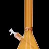 Amber glass bong with a flared base and angled neck.