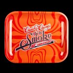 Red rolling tray with “Cheech & Chong’s Up in Smoke 40th Anniversary” logo.