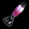A slightly angled view of the Lava Lamp Freezable Glycerin Hand Pipe, showcasing its vibrant, swirling design against a dark background.