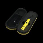 Close-up of the Lemonnade x G Pen Micro+ Concentrate Vaporizer inside its protective case, shown from a slightly angled top view.