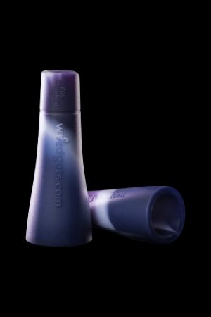 Purple silicone cannabis pipe screens against a black background.