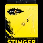 Yellow packaging for a “Stinger” cannabis dabbing straw with branding and specifications.