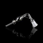 Glass cannabis oil rig attachment with reflective surface.