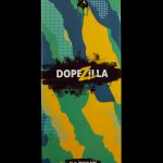A rectangular box with a camouflage pattern in shades of green, yellow, and black, displaying the text “DOPEZILLA” in bold white letters and “13 in. WATER PIPE” at the bottom.