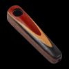 A slightly angled view of the Melting Teardrop Wood Hand Pipe, showcasing its rich wood grain and teardrop shape.