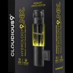 Black and gold “Cloudious9” branded modular liquid filtration vaporizer with visible herb inside, labeled “Midnight Limited Edition.”