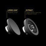 Magnetic carb caps for cannabis concentrates and flower, labeled "Loose Leaf" and "Extract."