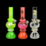 Front view of the Mini Acrylic Bubble Water Pipe with Grinder Base, showcasing a colorful, bubble-shaped acrylic pipe on a black background.