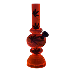 A front view of the Mini Acrylic Bubble Water Pipe with Grinder Base, showcasing its transparent red bubble design.
