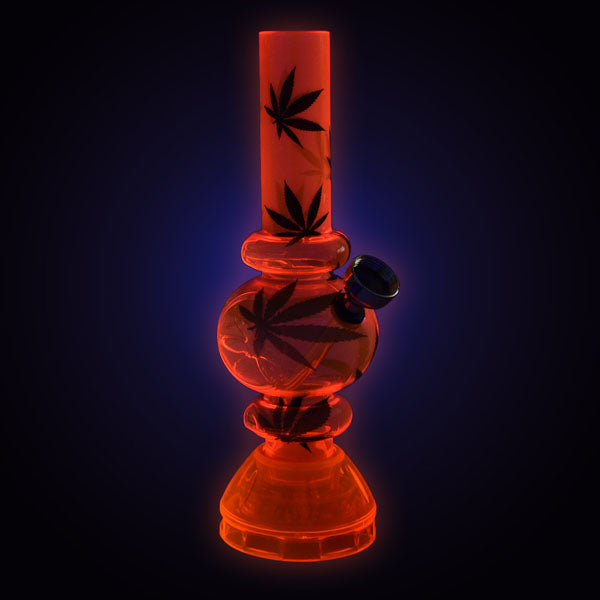 A front view of the Mini Acrylic Bubble Water Pipe with Grinder Base, showing the colorful, bubble-shaped acrylic pipe against a dark backdrop.