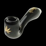 A studio shot features the "Puff Puff Pass "OG Kush" Strain Pipe" in dark glass, angled slightly from above.