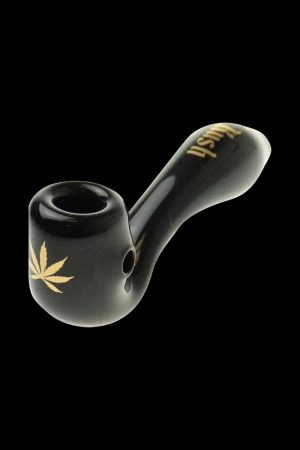 A studio shot features the "Puff Puff Pass "OG Kush" Strain Pipe" in dark glass, angled slightly from above.
