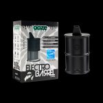 Product shot of a black “Ooze Electro Barrel” e-rig with packaging, highlighting ceramic technology and travel-friendly design.