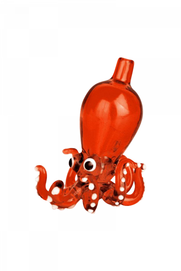 A close-up of the Octopus Themed Directional Carb Cap, showing a red, sculpted design against a plain white backdrop.