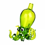 A close-up shows the Octopus Themed Directional Carb Cap, a vibrant green glass cap with curled, tentacle-like details.