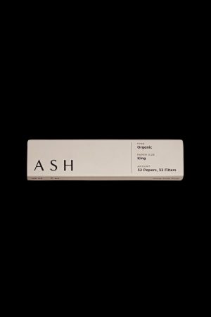 Pack of ASH organic king-size rolling papers and filters.