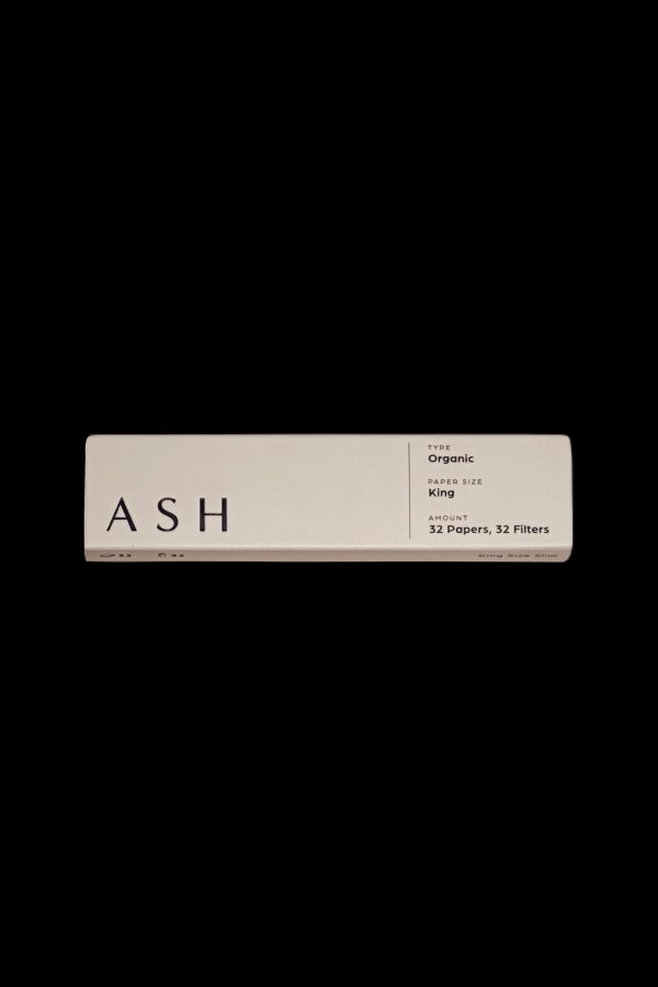 Pack of ASH organic king-size rolling papers and filters.