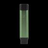 Green cannabis vaporizer pen against a black background.