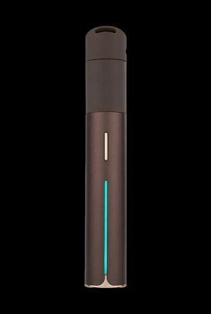 Front view of the Puffco Pivot Vaporizer, a sleek, black cylindrical device displayed on a dark background.