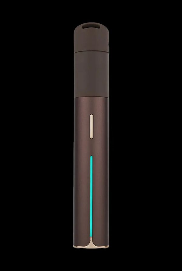 Front view of the Puffco Pivot Vaporizer, a sleek, black cylindrical device displayed on a dark background.