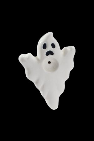 White ceramic ghost-shaped bubbler for smoking.