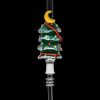 Glass cannabis pipe shaped like a decorated Christmas tree with a crescent moon topper.
