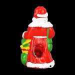 Ceramic Santa Claus-shaped water pipe with a festive green and yellow garland detail.