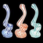 Colorful glass bubblers for smoking cannabis.