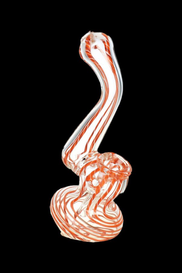 Orange and white swirled glass bubbler for smoking.