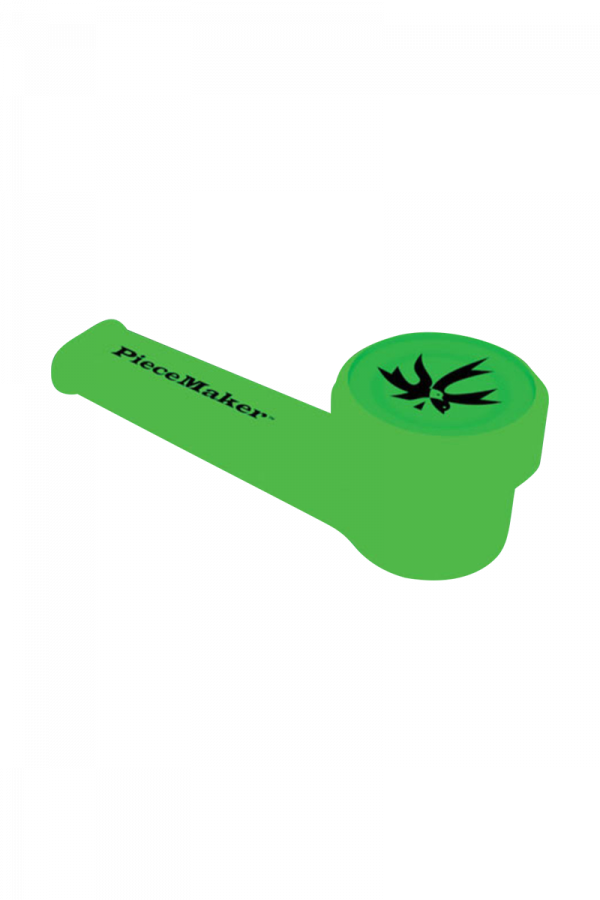 A front view of the PieceMaker "Karma" silicone pipe, showcasing its compact, rounded shape against a plain white background.