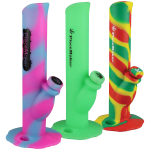 Front view of the PieceMaker Kermit Silicone Water Pipe, showing its vibrant green color and bulbous shape against a plain white background.