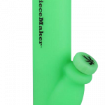Front view of the PieceMaker Kermit Silicone Water Pipe, showcasing the vibrant green, rounded silicone design.