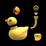 Front view of the Piecemaker Silicone Duck Water Pipe - Kwack, displaying its playful, yellow duck shape and smooth silicone material.