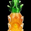A front view of the Spoon Hand Pipe - The Pineapple, showcasing its textured, green and clear glass design.